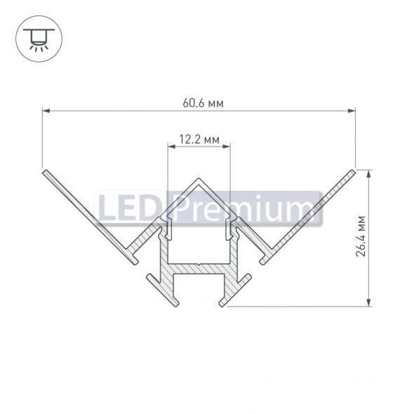 картинка Светодиодный профиль (LED), Профиль ARH-Decore-S12-INT-2000 Anod внутренний