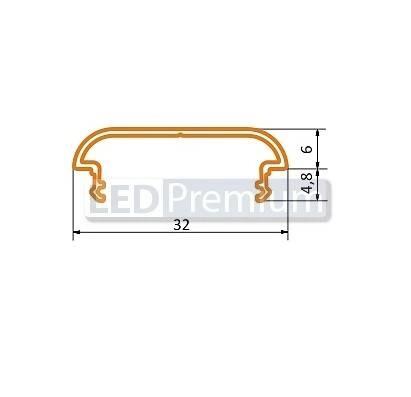 картинка Светодиодный профиль (LED), Алюминиевый профиль-верх TOP-Wide-H11-C-2000 [32x10.8]