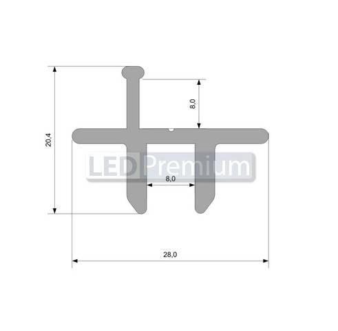картинка Светодиодный профиль (LED), Алюминиевый профиль TOP-Glass8-2D-2000 [20.4x28mm]