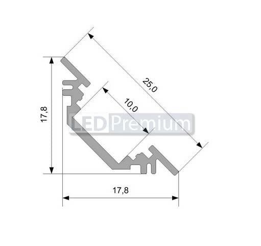 картинка Светодиодный профиль (LED), Алюминиевый профиль TOP-Corner-VF-2000-Anod [17.8x17.8]