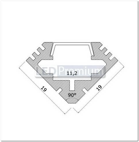 картинка Светодиодный профиль (LED), Угловой алюминиевый профиль PDS45-T-2000 [19х19mm]