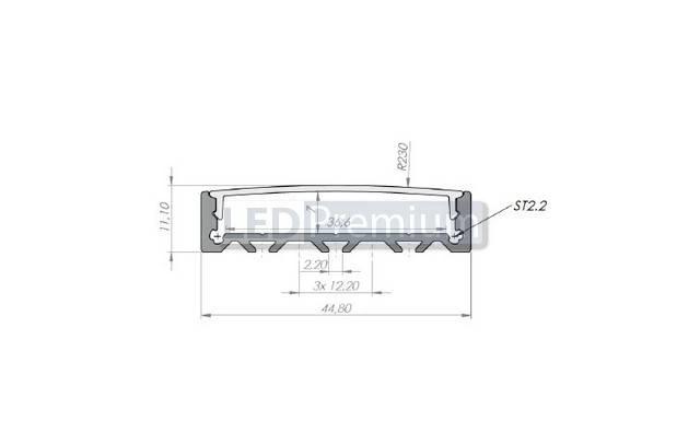 картинка Светодиодный профиль (LED), Профиль с экраном ALU-Super-H10-2000 Anod+frost [44.8x11mm]