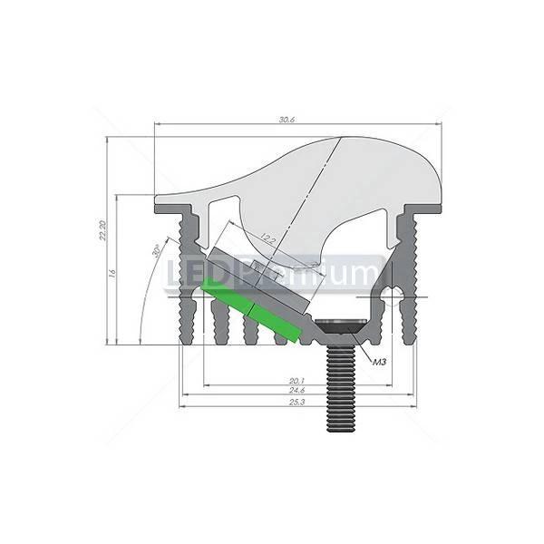 картинка Светодиодный профиль (LED), Профиль с экраном ALU-Asymetric-2000-Anod+frost Lens  [30x22.5mm]