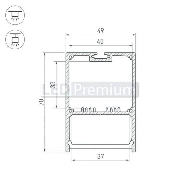 картинка Светодиодный профиль (LED), Профиль с экраном SL-Line-4970-2500 Anod+opal