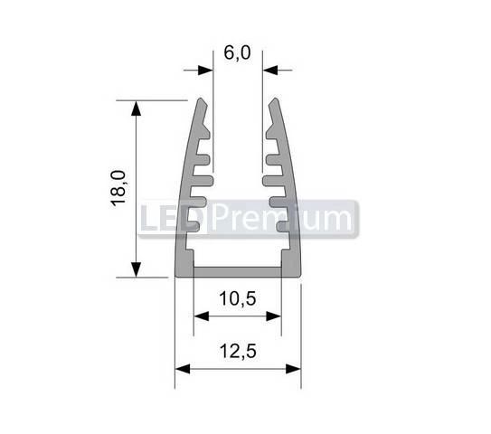 картинка Светодиодный профиль (LED), Алюминиевый профиль TOP-Shelf6-2000-Anod [18x12.5mm]