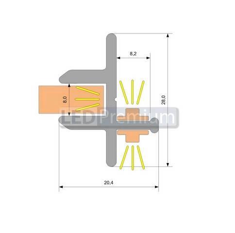 картинка Светодиодный профиль (LED), Алюминиевый профиль TOP-Glass8-3D-2000 [20.4x28mm]