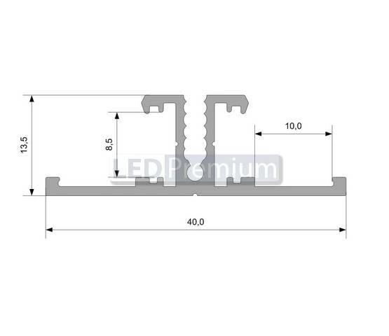 картинка Светодиодный профиль (LED), Алюминиевый профиль TOP-Back-2000-Anod [13.5x40mm]