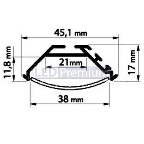 картинка Светодиодный профиль (LED), Алюминиевый Профиль Klus-P45-2000 Anod