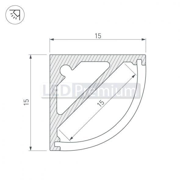 картинка Светодиодный профиль (LED), Профиль SL-Kant-H15-2000-Anod [15x15mm]
