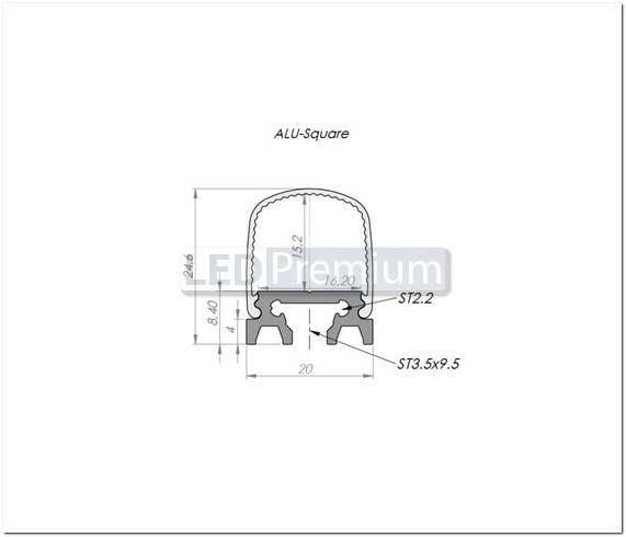 картинка Светодиодный профиль (LED), Профиль с экраном ALU-SQR-2000 Anod+frost [20x24.6mm]