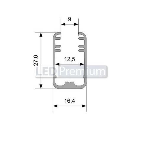 картинка Светодиодный профиль (LED), Алюминиевый профиль TOP-Shelf9-2000-Anod [16.4x27mm]