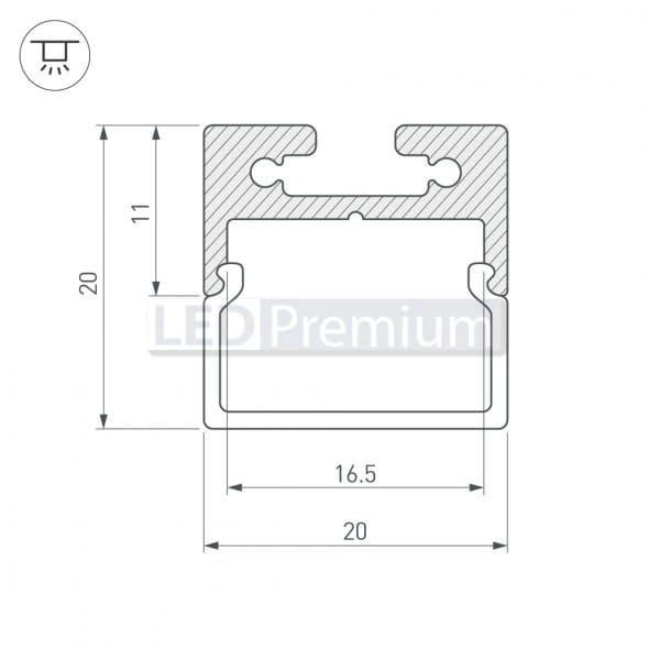 картинка Светодиодный профиль (LED), Экран SL-Line-2011-2000 Square Opal