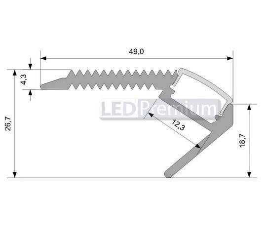 картинка Светодиодный профиль (LED), Профиль ARH-Stair-W47-2000 Anod [49x24mm]