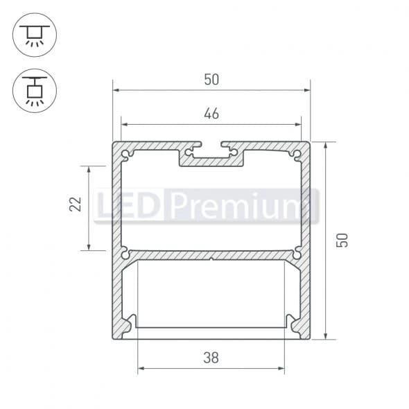 картинка Светодиодный профиль (LED), Профиль SL-Line-5050-2000-Anod [50x50mm]