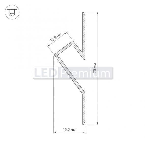 картинка Светодиодный профиль (LED), Профиль ARH-Decore-S12-Cave-F-2000 Anod