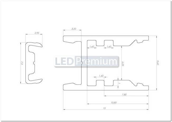 картинка Светодиодный профиль (LED), Профиль с экраном ALU-Swiss-2000 Anod+frost [9.6x15mm]