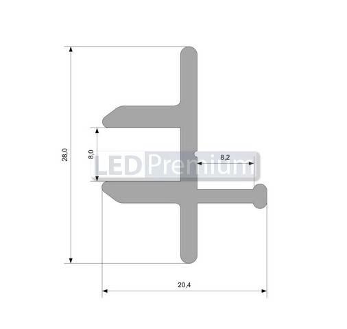 картинка Светодиодный профиль (LED), Алюминиевый профиль TOP-Glass8-3D-2000 [20.4x28mm]