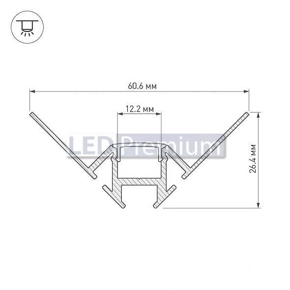 картинка Светодиодный профиль (LED), Профиль ARH-Decore-S12-INT-2000 Anod внутренний