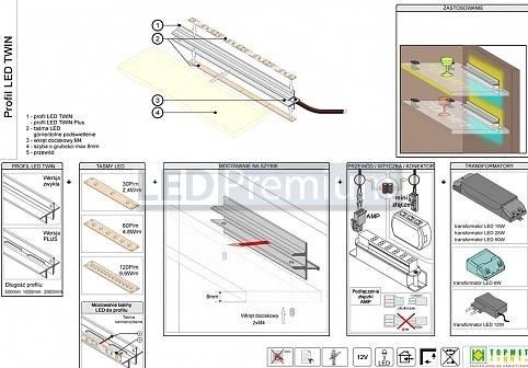картинка Светодиодный профиль (LED), Алюминиевый профиль TOP-Glass8-3D-2000 [20.4x28mm]