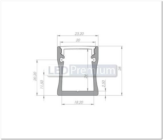 картинка Светодиодный профиль (LED), Профиль с экраном ALU-Wide-H28-2000 Anod+frost [23.2x27,7mm]