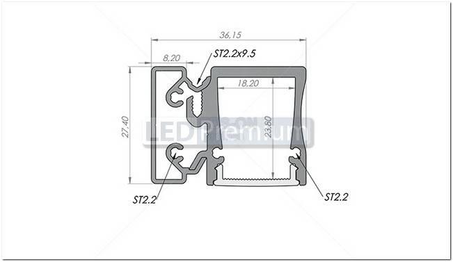 картинка Светодиодный профиль (LED), Профиль с экраном ALU-Base-WH28-2000 Anod+frost [22.5x28mm]