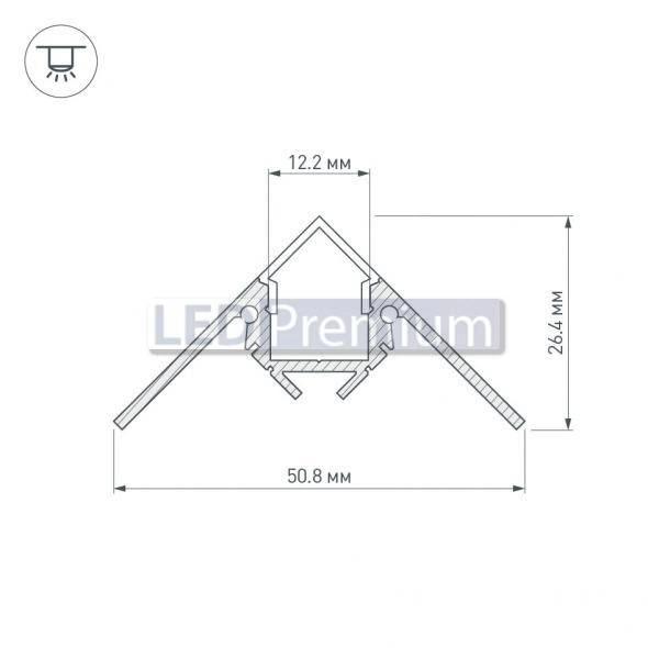 картинка Светодиодный профиль (LED), Профиль ARH-Decore-S12-EXT-F-2000 Anod внешний