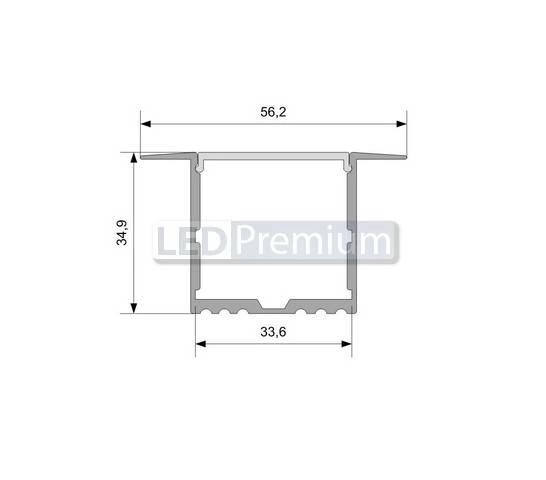 картинка Светодиодный профиль (LED), Профиль ARH-Power-F-W35-2000-Anod [56x35mm]