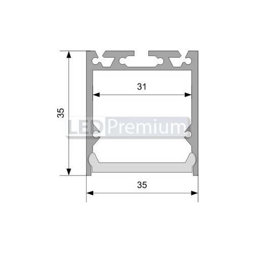 картинка Светодиодный профиль (LED), Профиль SL-Line-3535-2000-Anod [35x35mm]