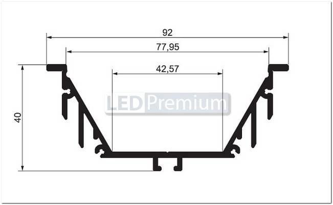 картинка Светодиодный профиль (LED), Профиль с экраном ALU-Power-RW80F-2000anod+clear-P [92x40mm]
