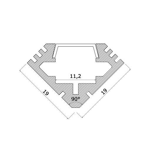 картинка Светодиодный профиль (LED), Угловой алюминиевый профиль PDS45-T-2000-Anod-White [19х19mm]