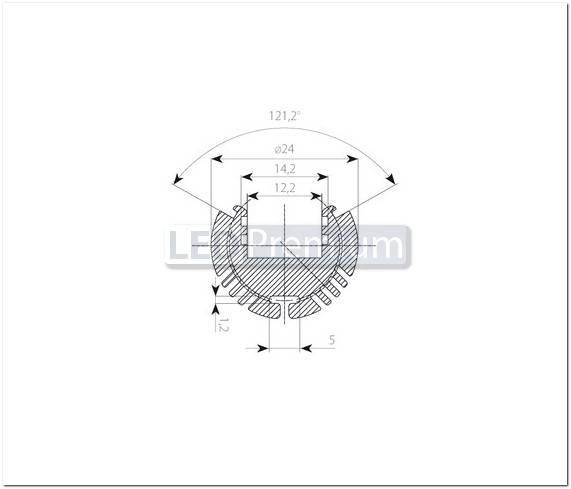 картинка Светодиодный профиль (LED), Профиль с экраном ALU-Round-2000 Anod+frost [Ø24mm]