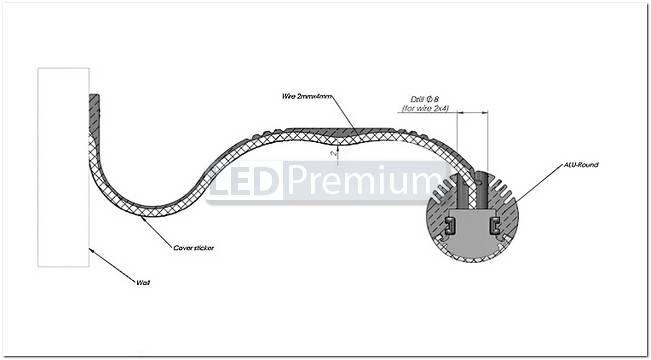 картинка Светодиодный профиль (LED), Профиль с экраном ALU-Round-2000 Anod+frost [Ø24mm]