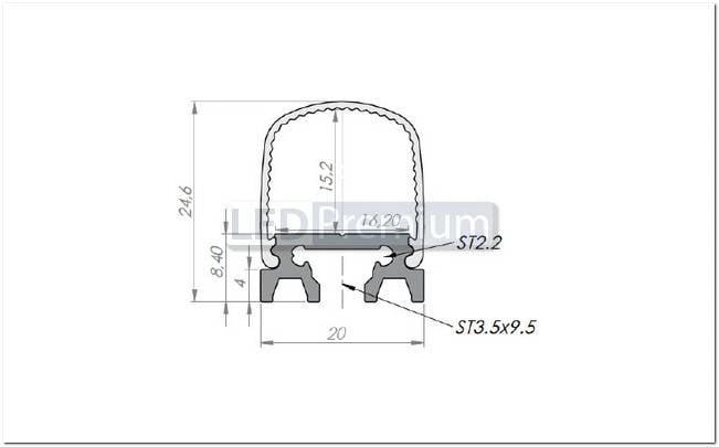 картинка Светодиодный профиль (LED), Профиль с экраном ALU-SQR-2000 Anod+frost [20x24.6mm]