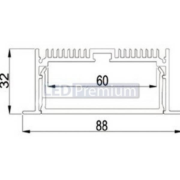 картинка Светодиодный профиль (LED), Профиль с экраном SL-Linia88-F-2500 Anod+opal