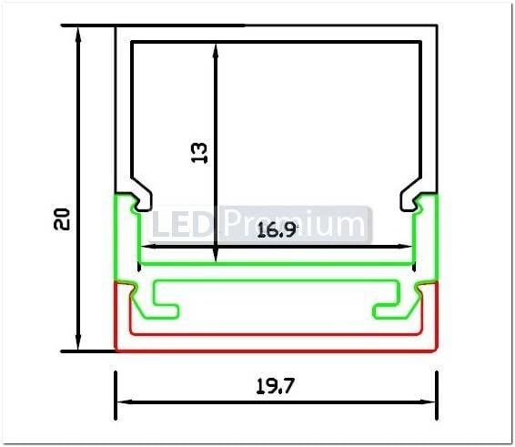 картинка Светодиодный профиль (LED), Профиль ARH-Wide-B-H20-2000 Anod