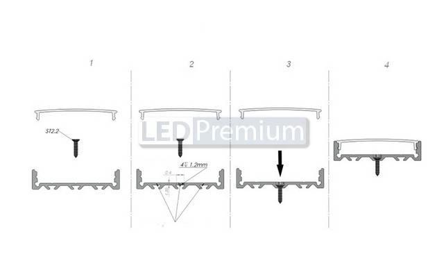 картинка Светодиодный профиль (LED), Профиль с экраном ALU-Super-H10-2000 Anod+frost [44.8x11mm]