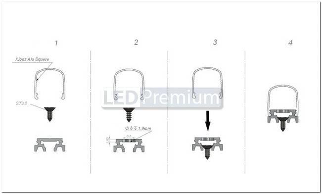 картинка Светодиодный профиль (LED), Профиль с экраном ALU-SQR-2000 Anod+frost [20x24.6mm]