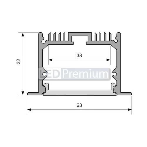 картинка Светодиодный профиль (LED), Профиль SL-Linia62-F-2000-Anod [63x32mm]