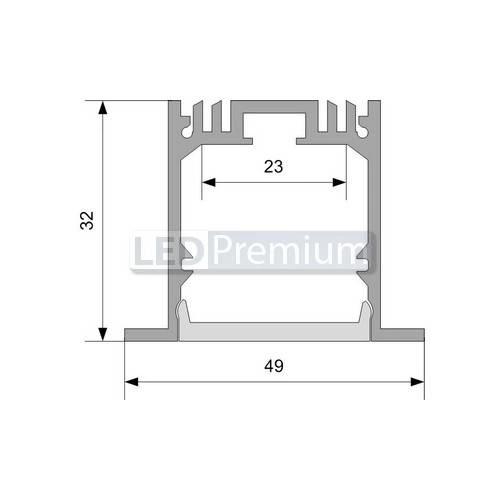 картинка Светодиодный профиль (LED), Профиль SL-Linia49-F-2000-Anod [49x32mm]
