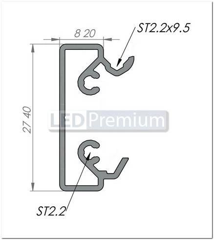 картинка Светодиодный профиль (LED), Основание ALU-Base-2000-Small [27.4x8.2mm]