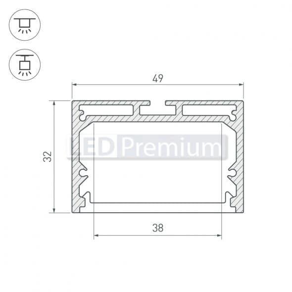 картинка Светодиодный профиль (LED), Профиль SL-Line-4932-2000-Anod [49x32mm]