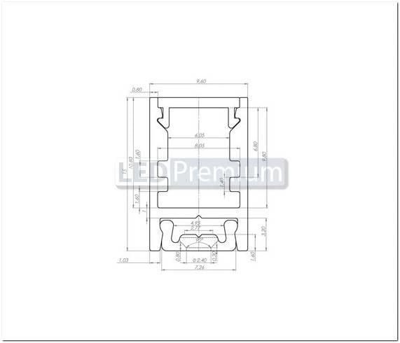 картинка Светодиодный профиль (LED), Профиль с экраном ALU-Swiss-2000 Anod+frost [9.6x15mm]
