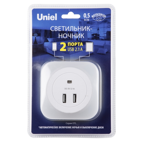 картинка Ночник DTL-321 White/Sensor/2USB
