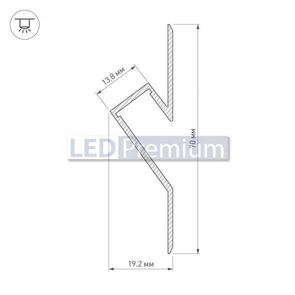 картинка Светодиодный профиль (LED), Профиль ARH-Decore-S12-Cave-F-2000 Anod