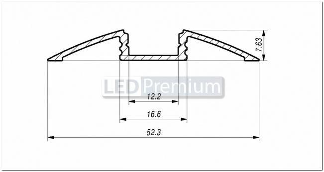 картинка Светодиодный профиль (LED), Профиль с экраном ALU-Flat-2000 Anod+frost [52.3x7.63mm]