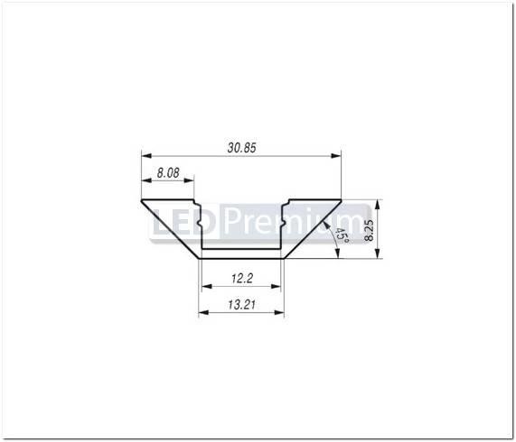 картинка Светодиодный профиль (LED), Профиль с экраном ALU-Corner-2000 Anod+frost [30.85x8.25mm]