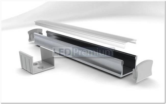 картинка Светодиодный профиль (LED), Профиль с экраном ALU-Wide-H15-2000 Anod+frost [22.6x15.66mm]