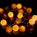 картинка Световая гирлянда из бежевых, терракотовых, коричневых, тёмно-коричневых  нитяных шариков