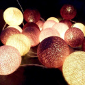 картинка Световая гирлянда из бежевых, терракотовых, коричневых, тёмно-коричневых  нитяных шариков