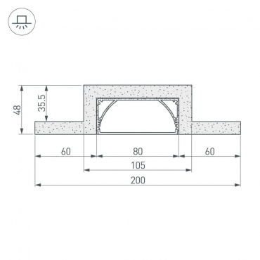 Светодиодный профиль (LED), Гипсокартонный модуль ARL-LINE-80-2000 (ГКЛ 12.5мм)